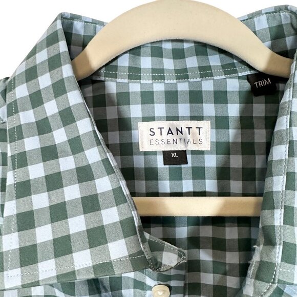 NEW Stantt Plaid Performance Button-Down Shirt Size XL Green Plaid - Picture 2 of 5